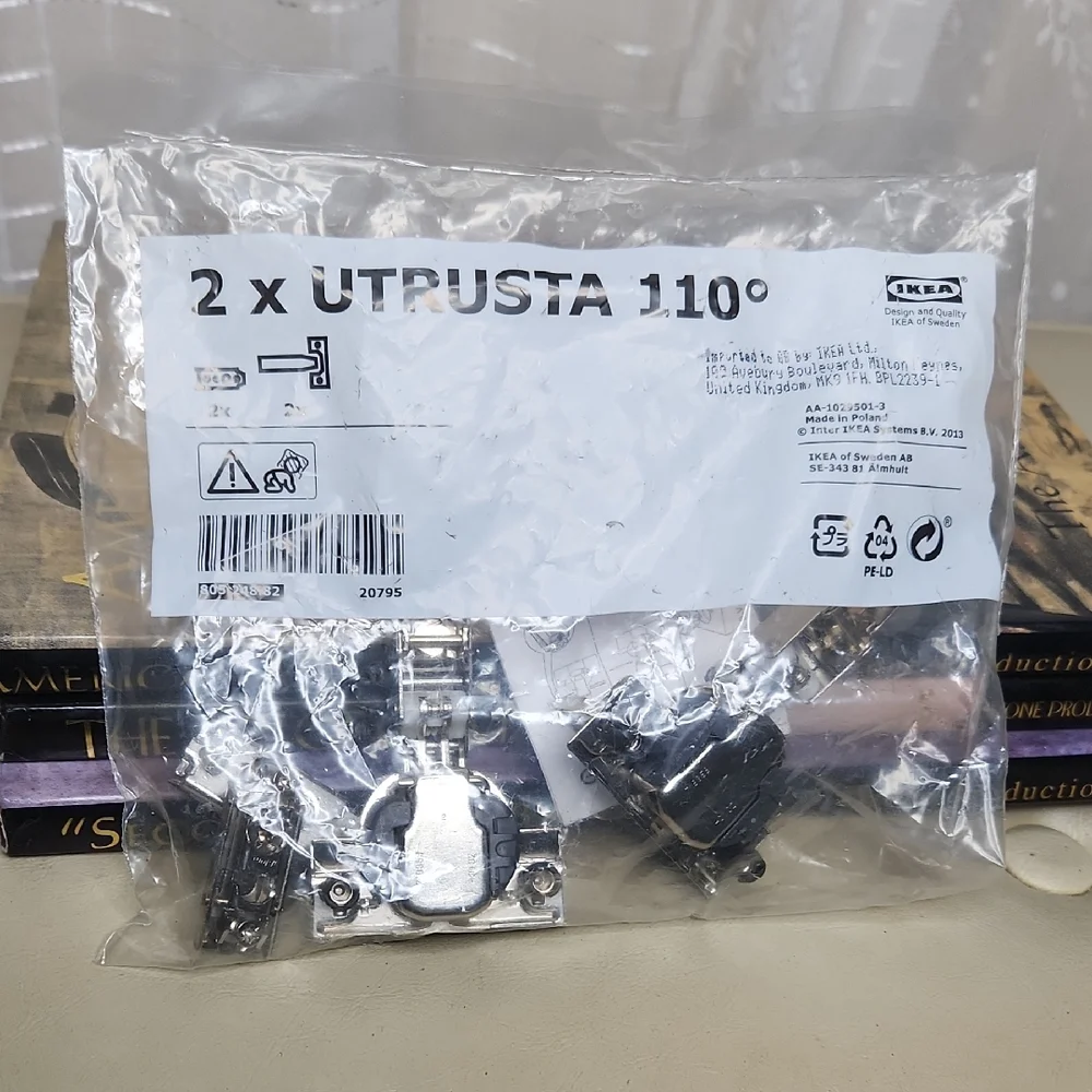 NWT two IKEA UTRUSTA 110° hinges with built-in dampers